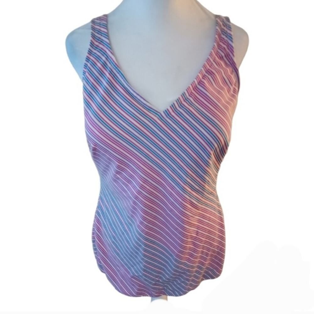 Jantzen vintage one-piece striped late 60's/70's swimsuit full coverage size 18